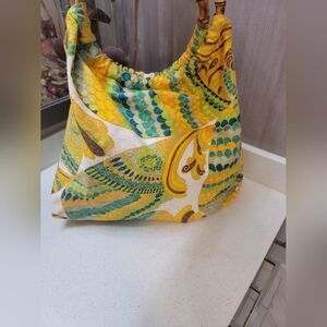 RARE TRINA TURK BAMBOO HANDLE TOTE BAG HANDBAG PURSE LIMITED EDITION PRINT